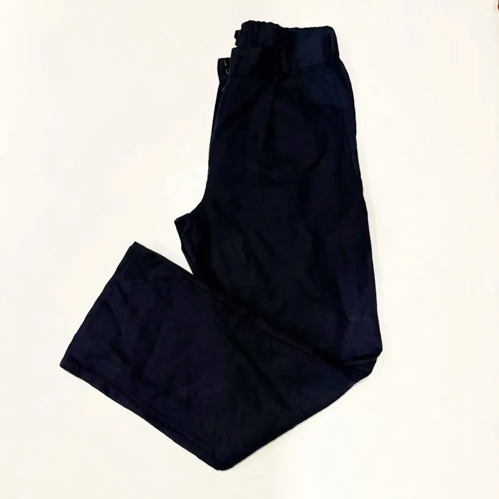 Quince 100% European Linen Pleated Trouser Pant Navy Size 6